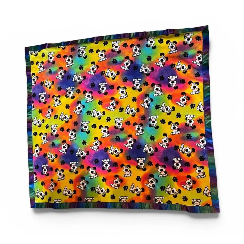 Florescent colorful Fleece Blanket with Dogs Puppies Cozy Throw 53